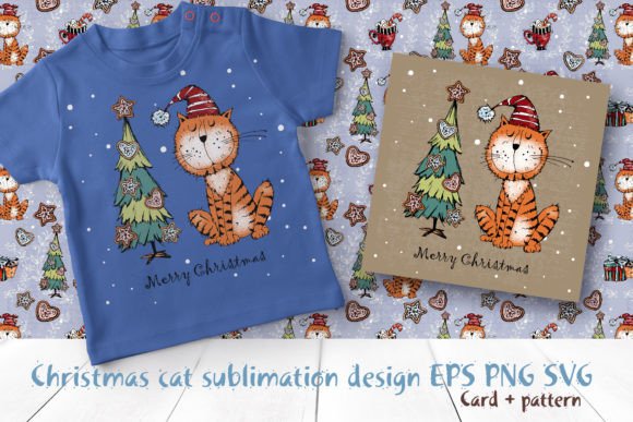 Christmas Cat Sublimation Design PNG SVG Review for Real Embroidery Use