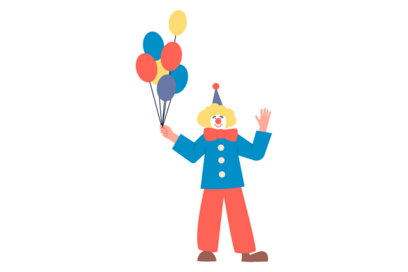 Clown with Colorful Balloons: A Lighthearted Design for Playful Embroidery Projects