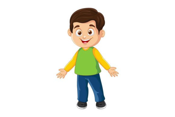 Vector Cartoon Funny Little Boy Posing Review for Embroidery Designers